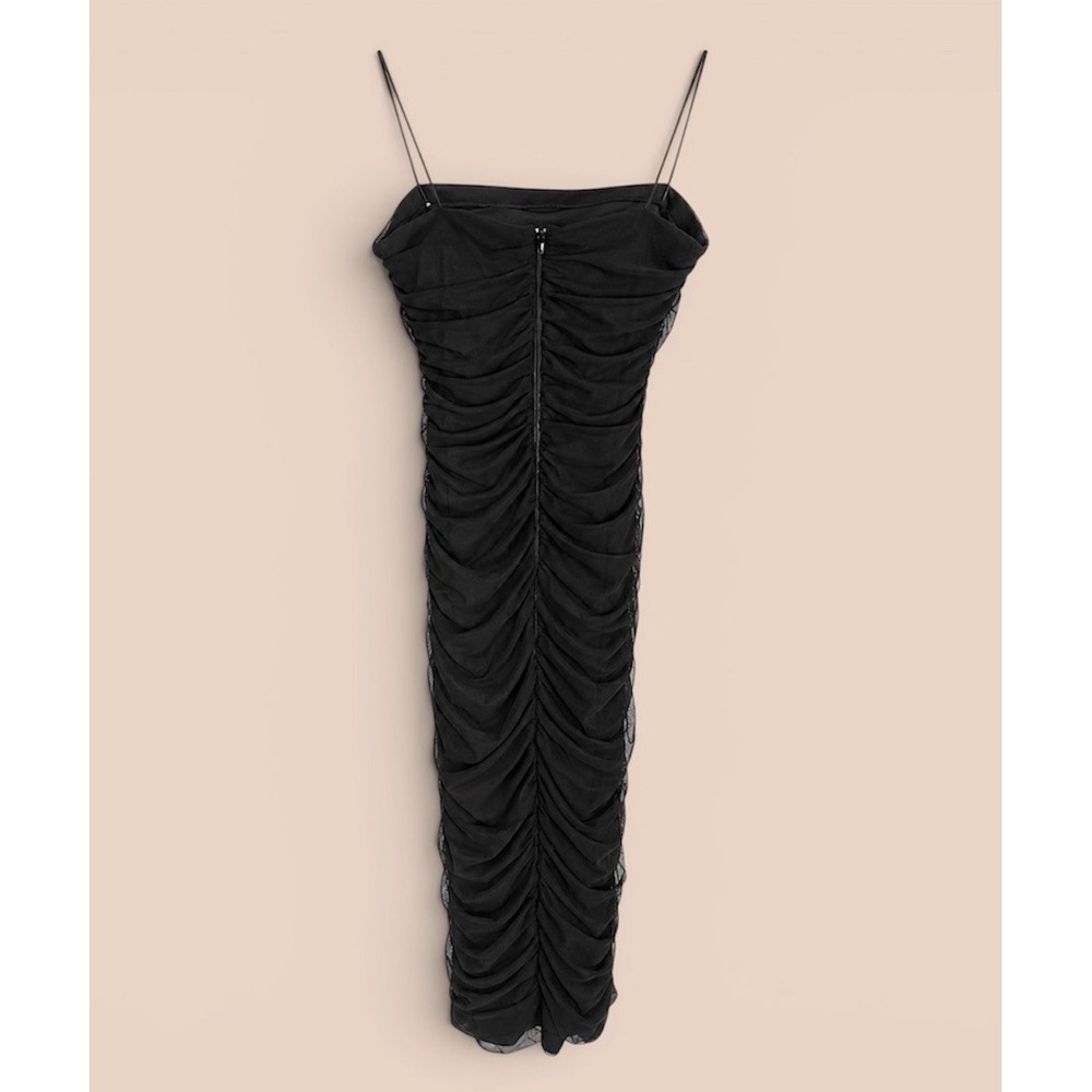 B. Darlin Women's Black Ruched Mesh Bodycon Sweetheart Dress Sz L - Picture 4 of 6